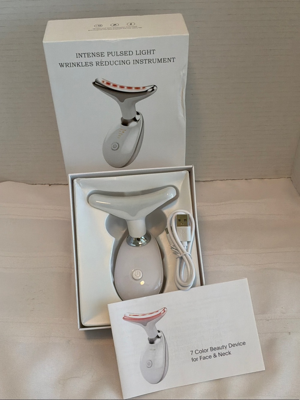 7-Color LED Face & Neck Wrinkle Reducer - White